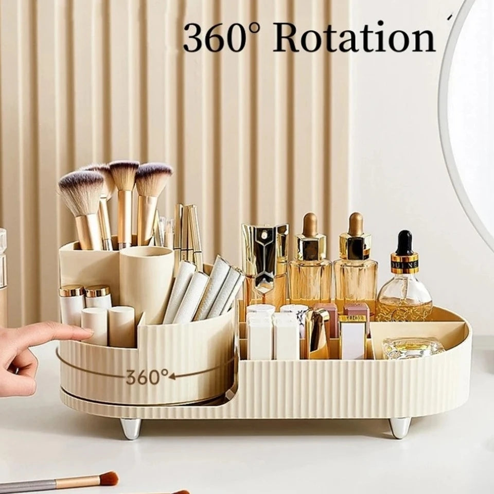Rotating Makeup Organizer – Clear, Adjustable, Compact