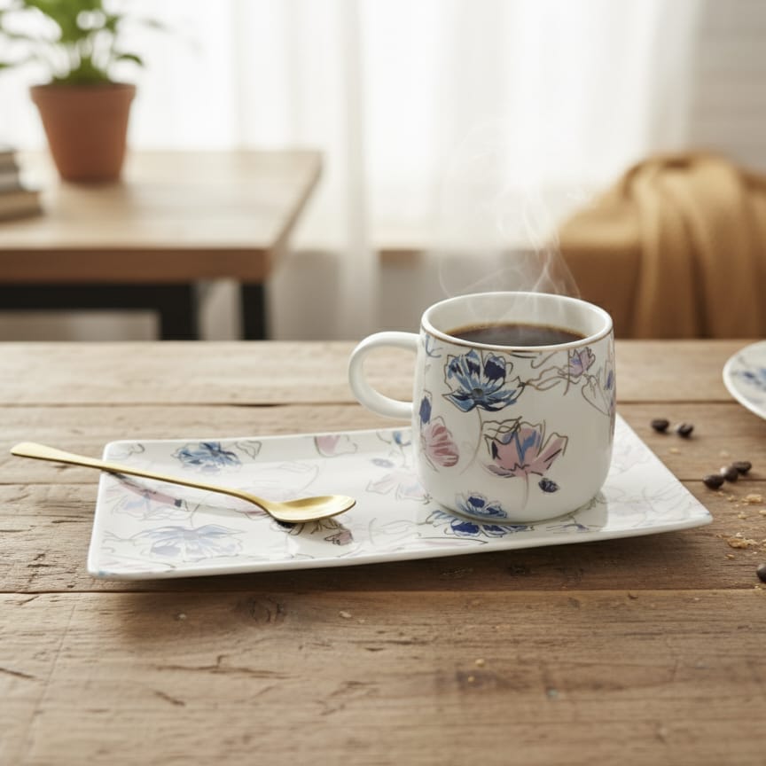 Porcelain Coffee  Cup Spoon &amp; Saucer