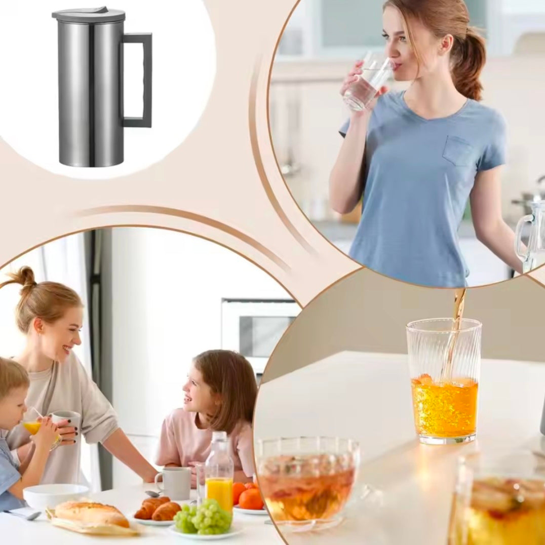 Korean Style Stainless Steel Cold Water Pot 1.6L Single Layer Juice Tea Pot for Restaurant Home Hotel Gift