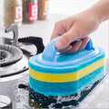 Scrub Brush With Handle Multi Surface Sponge Cleaner for Bathtub Tile kitchen Bathroom Heavy Duty Cleaning Tool