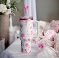 New Large Capacity 40oz Floral Car Vacuum Insulated Stainless Steel 304 Water Bottle Portable Inc king Cup for Vehicle use