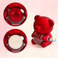 Red Heart Zircon Pendant Necklaces With Cute Bear Rose Gift Box For Women