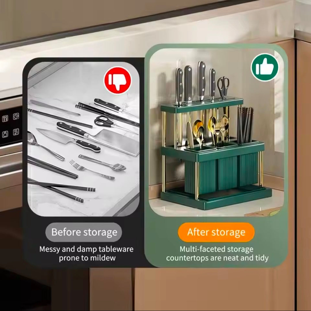Multi-Functional Kitchen Spoon Fork Chopstick Knife Organizer Saving Kitchen Utensil Organizer Rack Kitchen