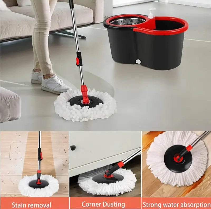 Rotating Spinning Mop 360 With Steel Bucket & Wheel - 2 Microfiber Refills Inc