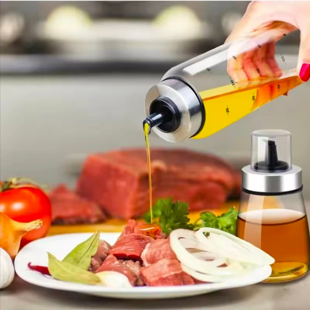 500ml Oil Bottle High Borosilicate Glass Dispenser With Scale Quantitative Sauce Vinegar Cooking Kitchen Supplies