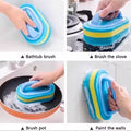 Scrub Brush With Handle Multi Surface Sponge Cleaner for Bathtub Tile kitchen Bathroom Heavy Duty Cleaning Tool