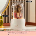 Makeup Brush Holder Storage Box with lid 360 Degree Rotating Dustproof Makeup Brush Storage Box Suitable