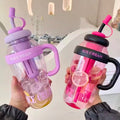 Large Capacity Straw Water Bottle for Girls Student Summer Tea Water Separation Portable High Aesthetic Value Tea Water Bottle