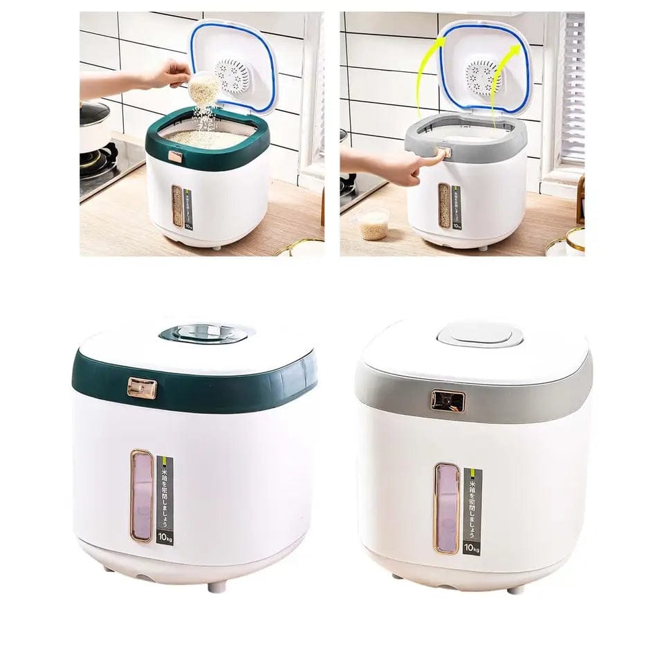 Moisture Proof Insect Proof Rice Box 10KG Grain Sealed Jar Kitchen Container Bucket Storage Pet Dog Food Box with Bullet Lid