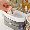 360 Degree Rotating Makeup Brushes Organizer Desk Organizer Cosmetic Storage Box with Drawers Large Capacity Storage Basket