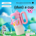 New Cute Cartoon Pattern Large Capacity Stainless Steel Insulated Mug Portable Car Vehicle Cup with Handle Thermal Flask