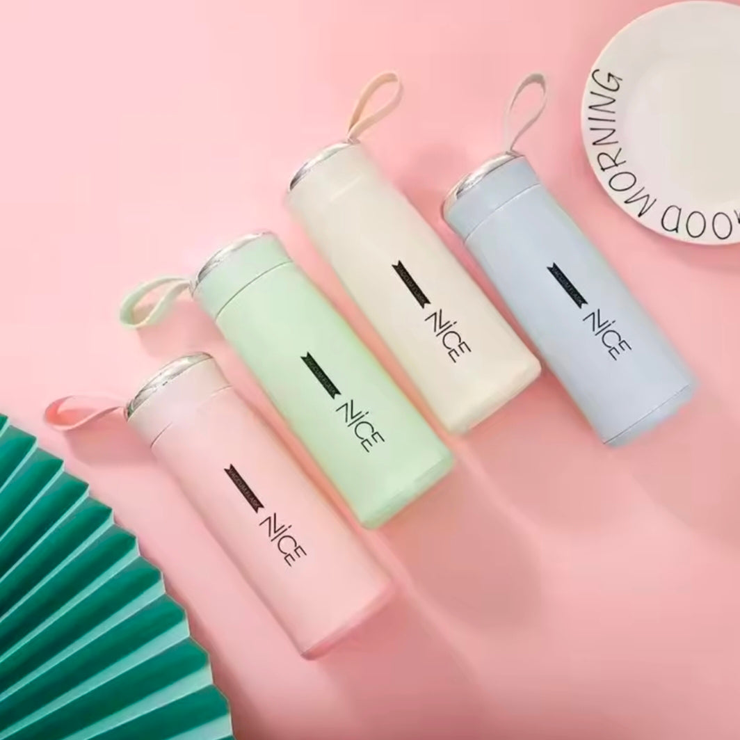 400ML Portable Double Walled Glass Water Bottle Travel Office Home Student Creative Water Cup Coffee Juice Milk Cup Water Bottle