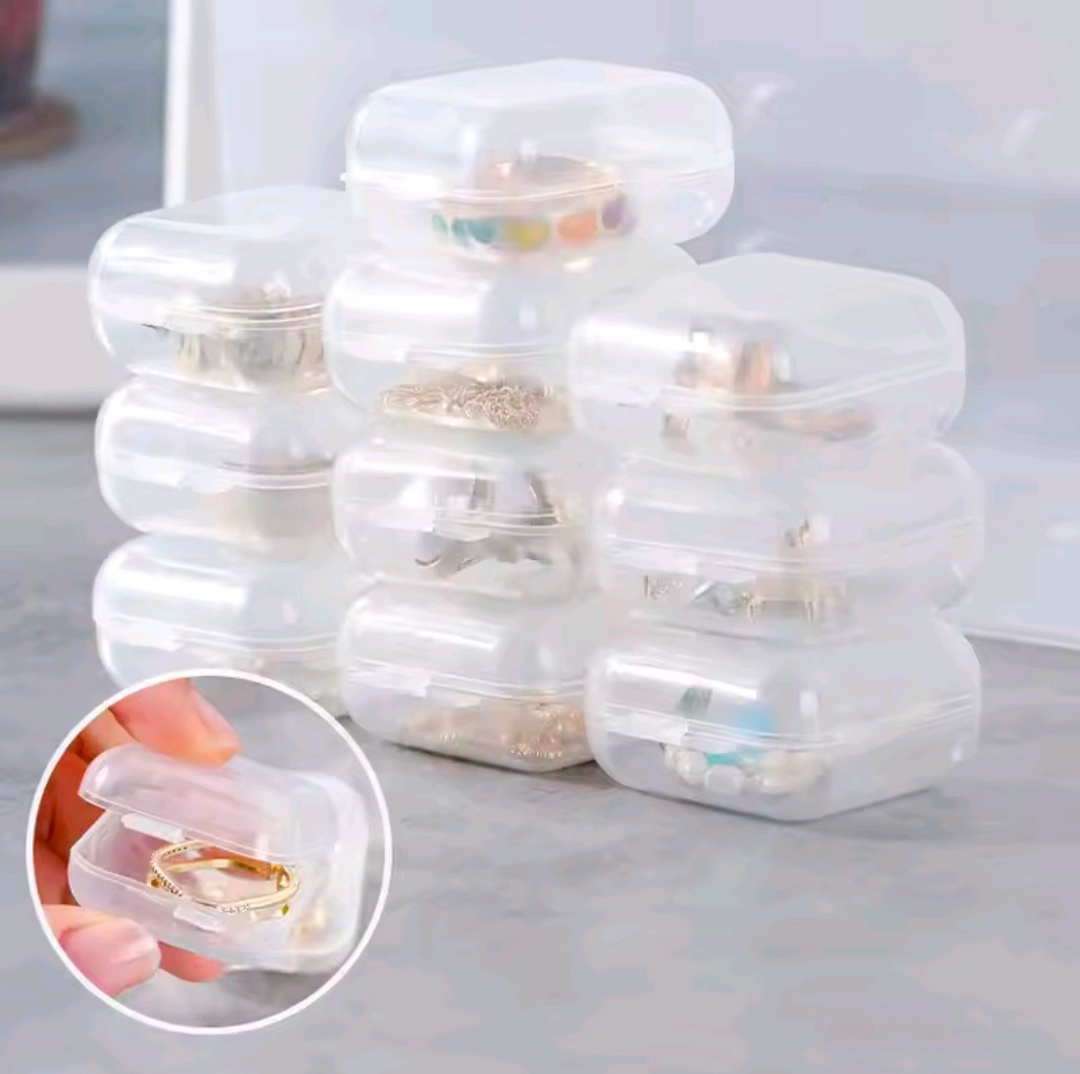 Pack of 10 Plastic Mini Jewellery Boxes – Storage & Gift Packaging