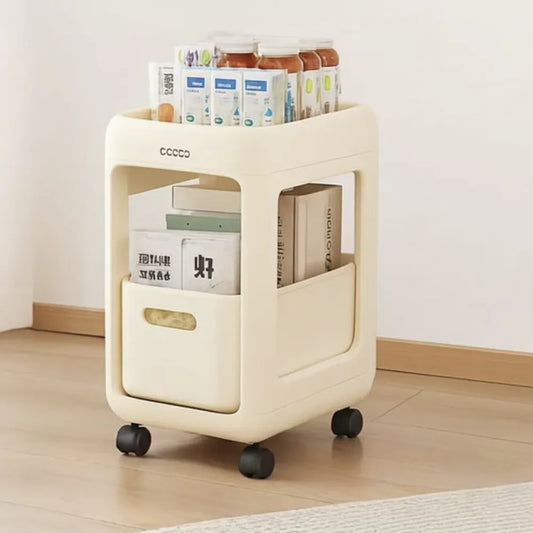Storage Rack Station Artifact Desktop Storage Cabinet With Wheels Movable Bookshelf Trolley Storage Bag