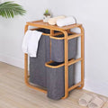 Bamboo Laundry Basket with 3 Collapsible Pull-Out Bags Storage Organizer Laundry Hamper for Bedroom Bathroom Laundry Room