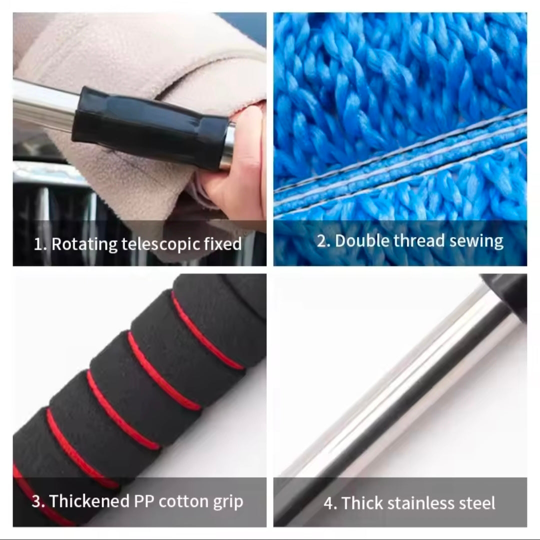 Car Wash Mop Retractable Fiber Wax Mop Car Wax Brush Cleaning Tool Car Wash Without Damaging Paint Dust Removal Fiber Duster