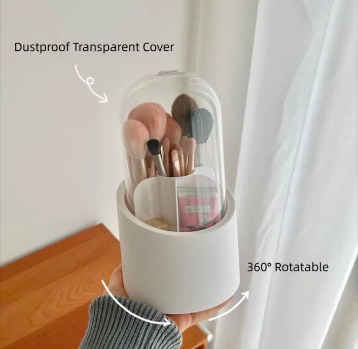 Rotating Makeup Brush Storage Box portable Multifunction Dust Proof Desktop Organizer Lipstick Shadow Cosmetic Holder