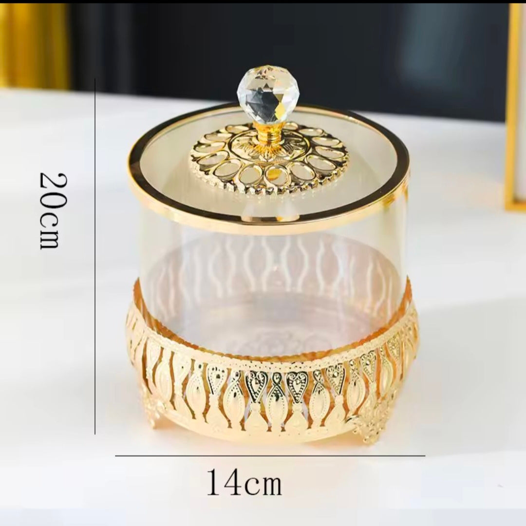 Modern Light Luxury Metal & Glass  Candy Jar-Decorative Storage Tank for Living Room Creative Home Decoration With American St