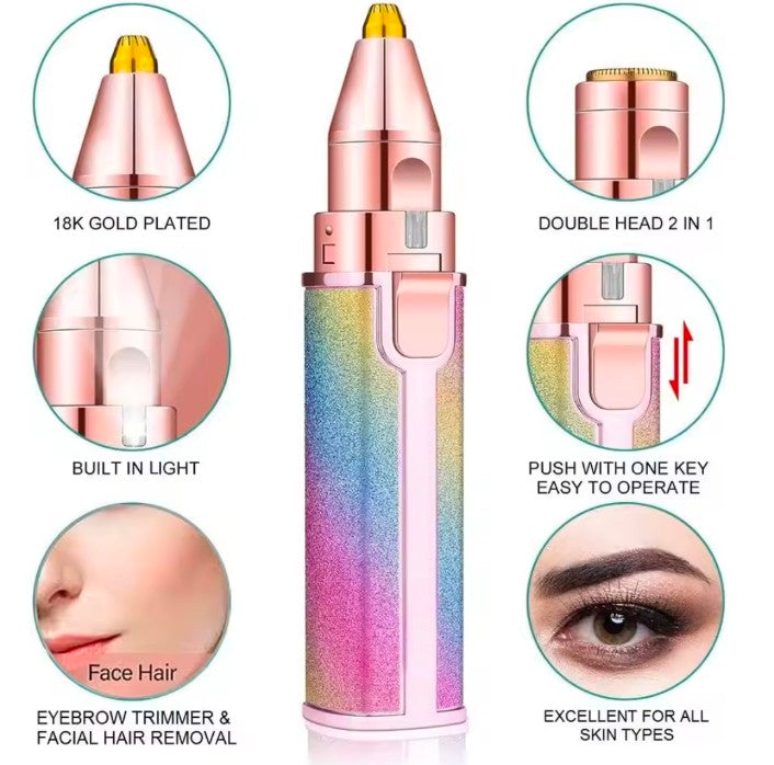 Electric Use Rechargeable Eyebrow Trimmer Razor 2 in 1 Hair Removal Facial Lipstick  pen Shaver for Women Epilator
