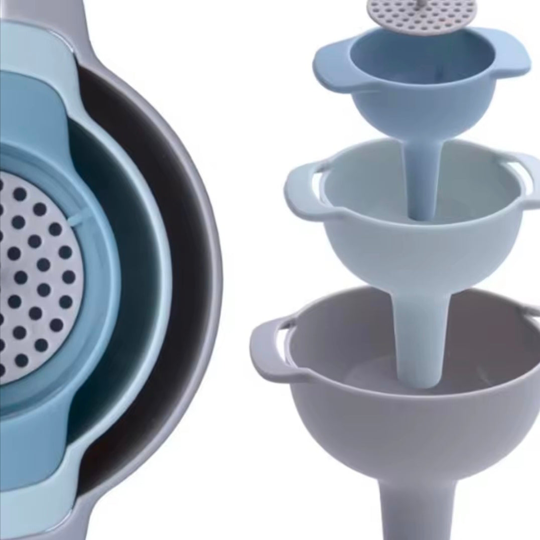 Multifunctional 4 in 1 kitchen Funnels Set With Strainer Filter Detachable Oil Funnel Food Grade Plastic Condiment Funnels