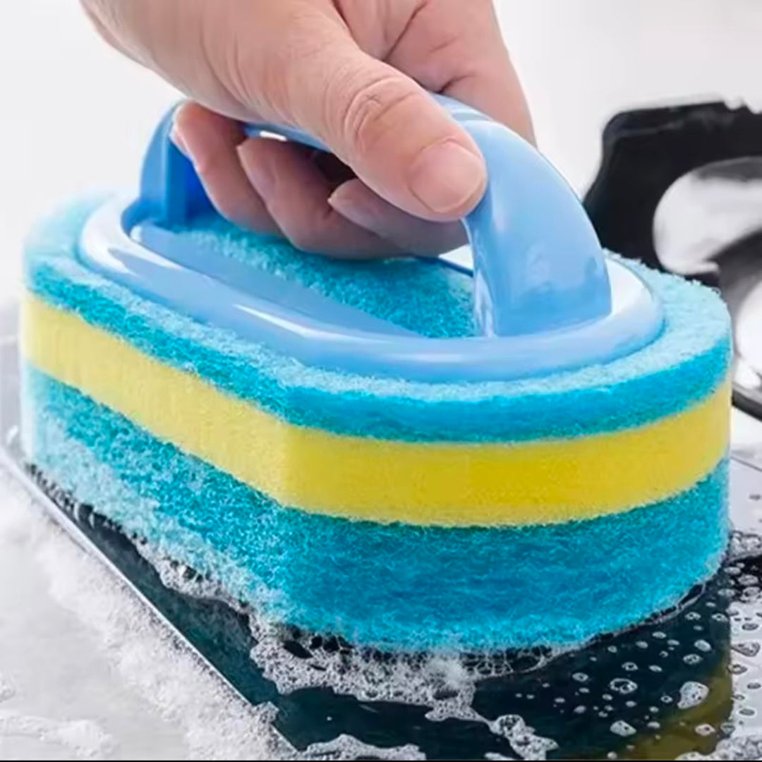 Scrub Brush With Handle Multi Surface Sponge Cleaner for Bathtub Tile kitchen Bathroom Heavy Duty Cleaning Tool