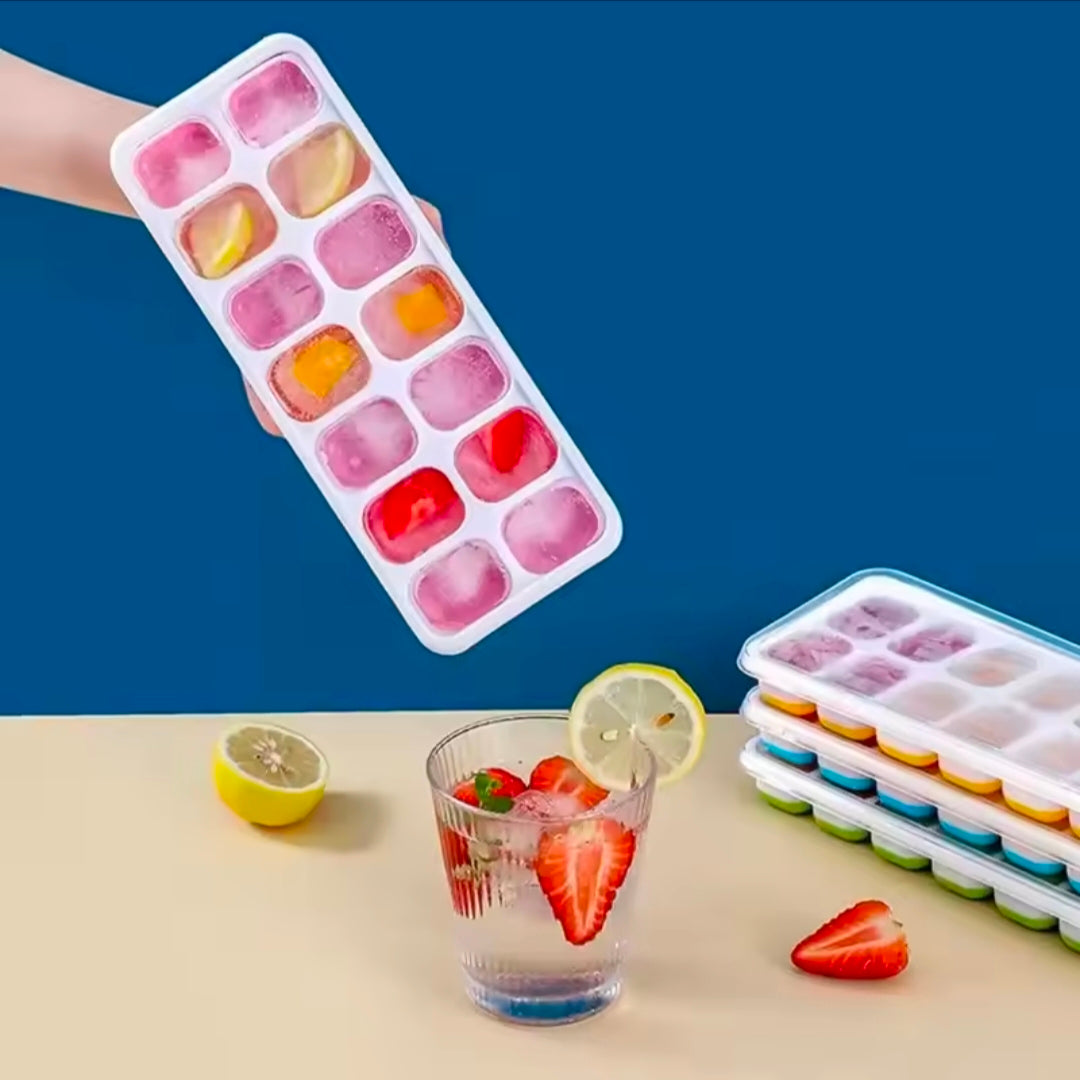 Multi-Colo PP+TPR Ice Cube Trays Reusable food-Grade Molds for Party Decor & Easy Home Storage With Leak-proof Design
