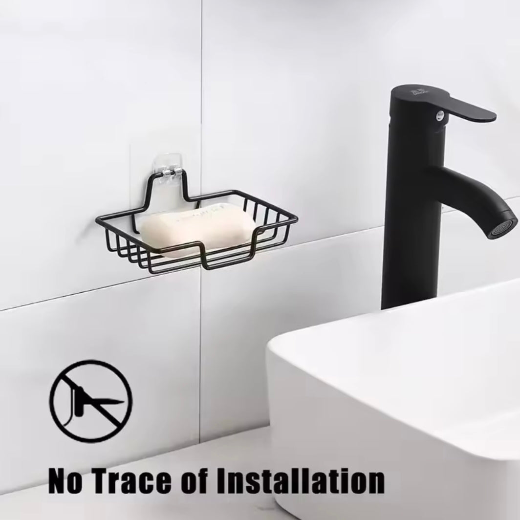 Stainless Steel Wall Mounted Soap Holder No Drill Bathroom Hanger Holder Holds 2 Soap Gift for Halloween Christmas Home Use