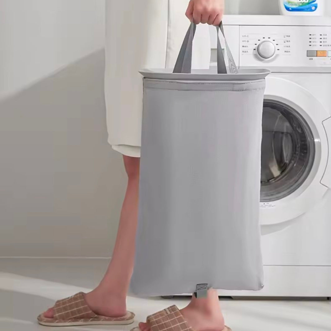 Japanese Style Foldable Fabric Dirty Clothes Basket Storage Basket Household Bathroom Compartment With Lid Laundry Basket