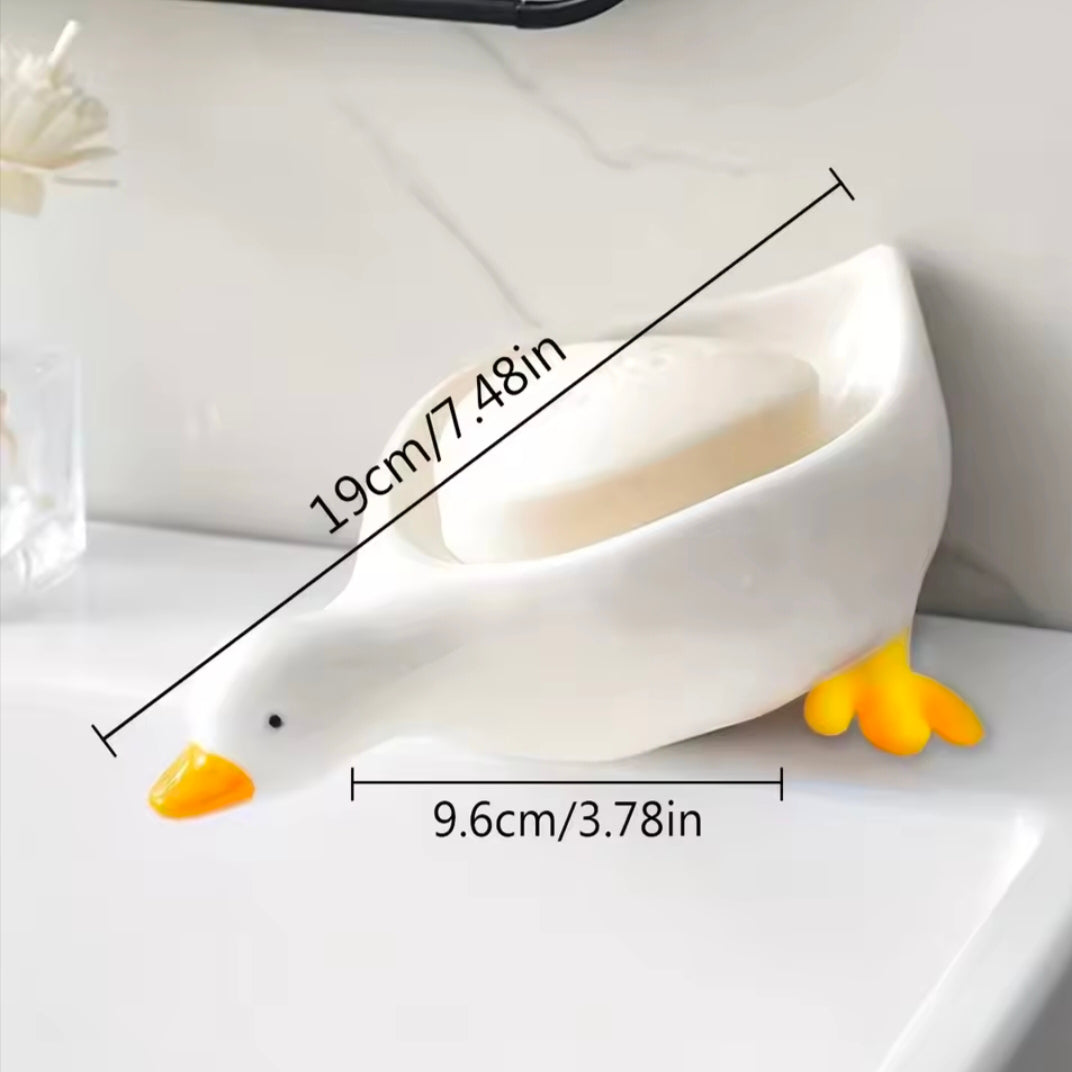 Duck Shape Soap Box Cartoon Soap Dish Drainable Storage Holder Soap Container Storage Dish Household Bathroom Accessories