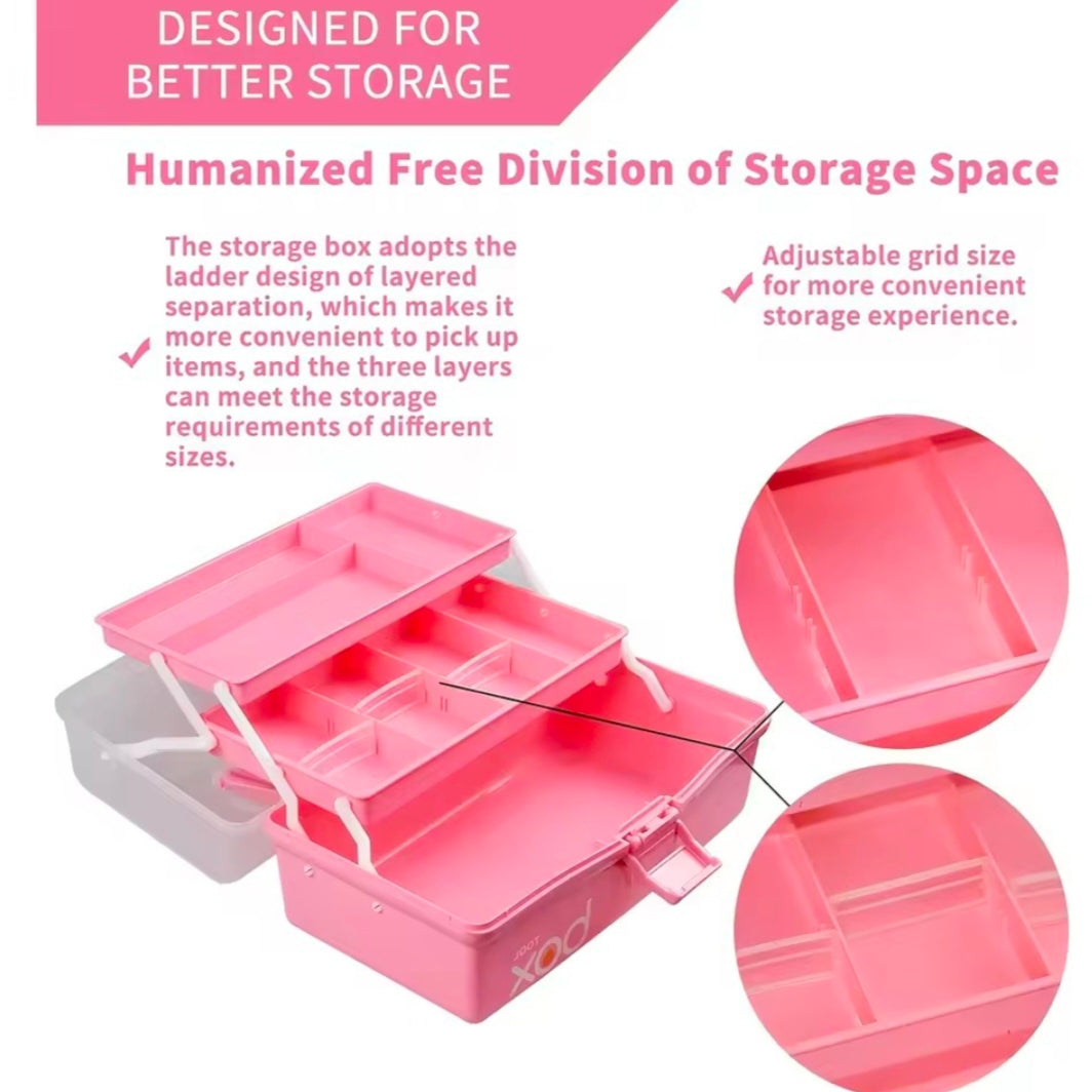 Three-layer multi-purpose storage box, folding tool box/craft box/sewing supplies storage box/medicine box