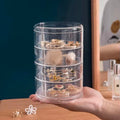 Rotating Jewelry Storage Box Makeup Storage Rack Bracelet Earring Round Plastic Organizer Boxes Holder Display Rack With Cover