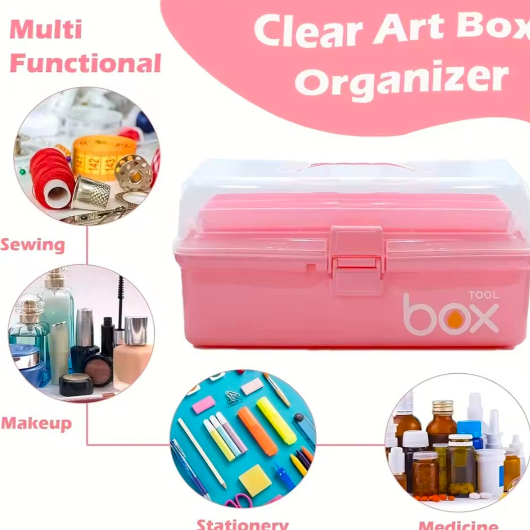 Three-layer multi-purpose storage box, folding tool box/craft box/sewing supplies storage box/medicine box