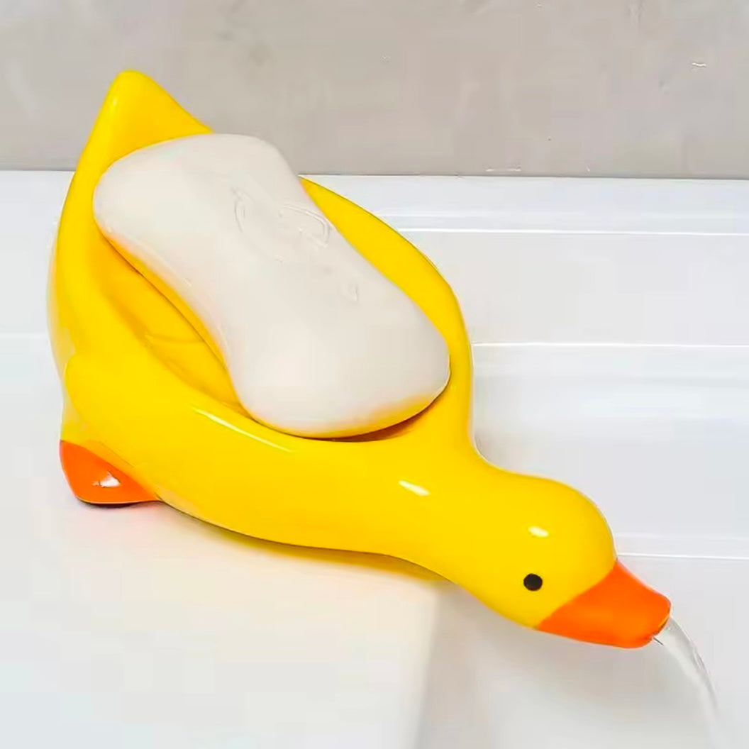 Duck Shape Soap Box Cartoon Soap Dish Drainable Storage Holder Soap Container Storage Dish Household Bathroom Accessories