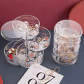Rotating Jewelry Storage Box Makeup Storage Rack Bracelet Earring Round Plastic Organizer Boxes Holder Display Rack With Cover