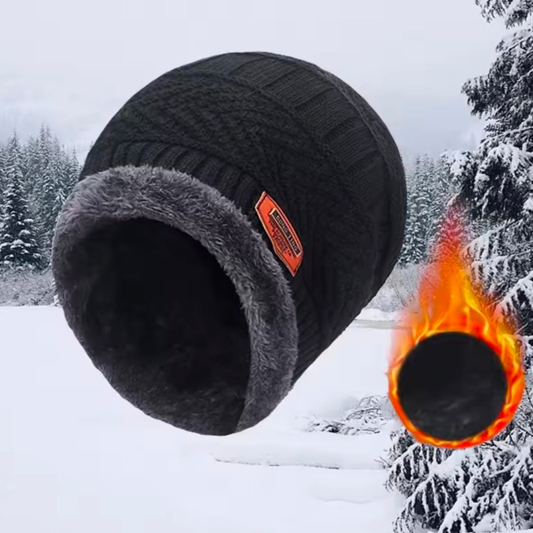 Men Warm Winter Knitted Beanie Hat Thick Knitted Hat Outdoor Riding Hat Warm Thickening Velvet Neck Protect Cap Motorcycle Mask