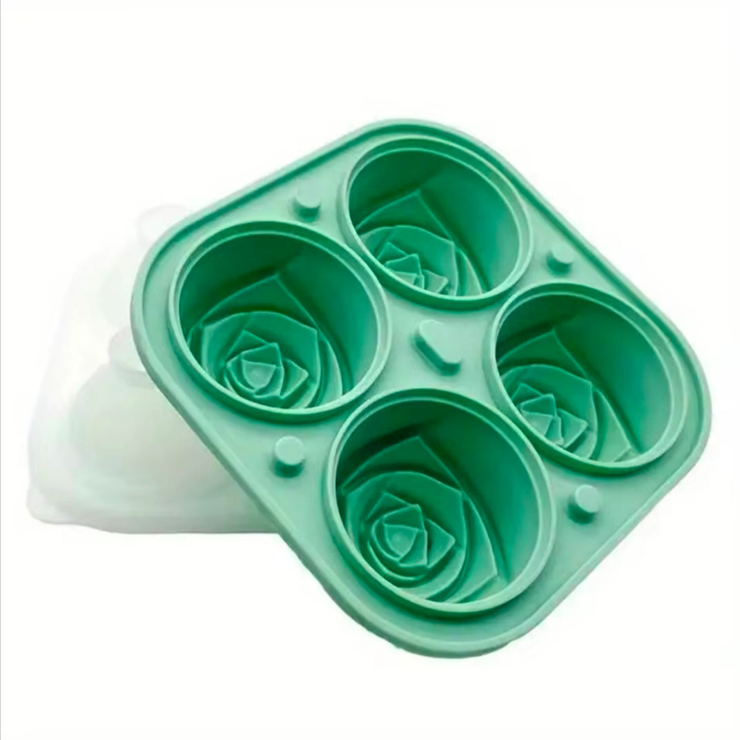 3D Rose Ice Molds, Flower Shape Ice, Silicone Rubber Fun Ice Ball Molds Maker for Juice Whiskey Chilling Cocktails, Ice Cube Trays