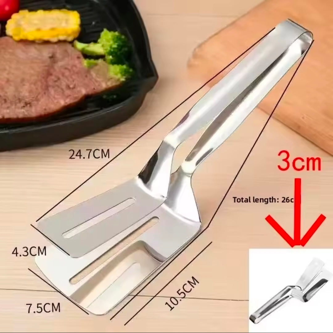 Stainless Steel Fish and Meat Tongs Multi-Functional for Grilling Frying Pancakes and Bread With Non-Sip Hand