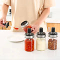 Kitchen Salt Pepper Bottle Glass Seasoning Bottle With Spoon Bush Sugar Salt Dispenser Seasoning Jar Cooking Shaker Container