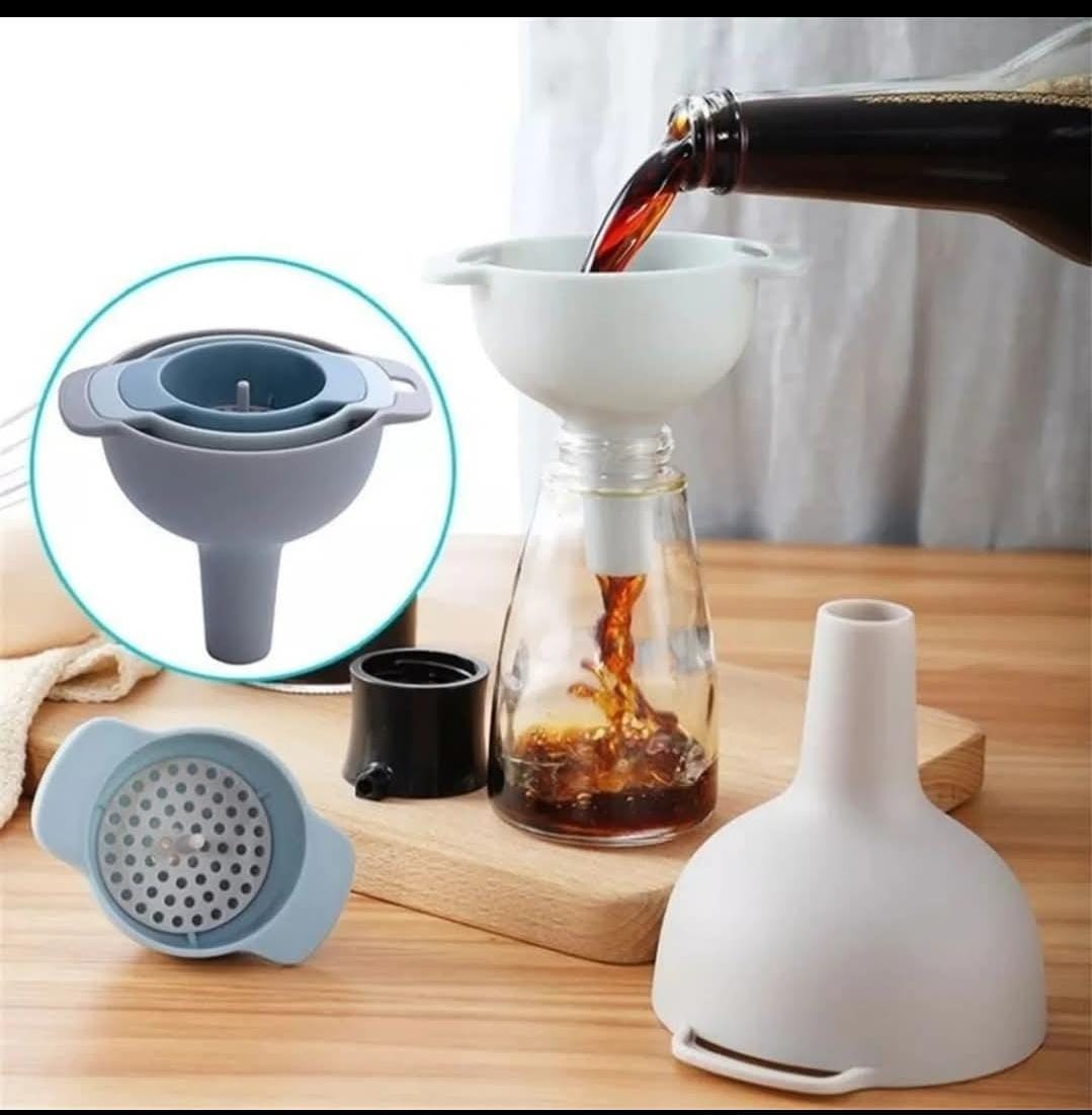 Multifunctional 4 in 1 kitchen Funnels Set With Strainer Filter Detachable Oil Funnel Food Grade Plastic Condiment Funnels