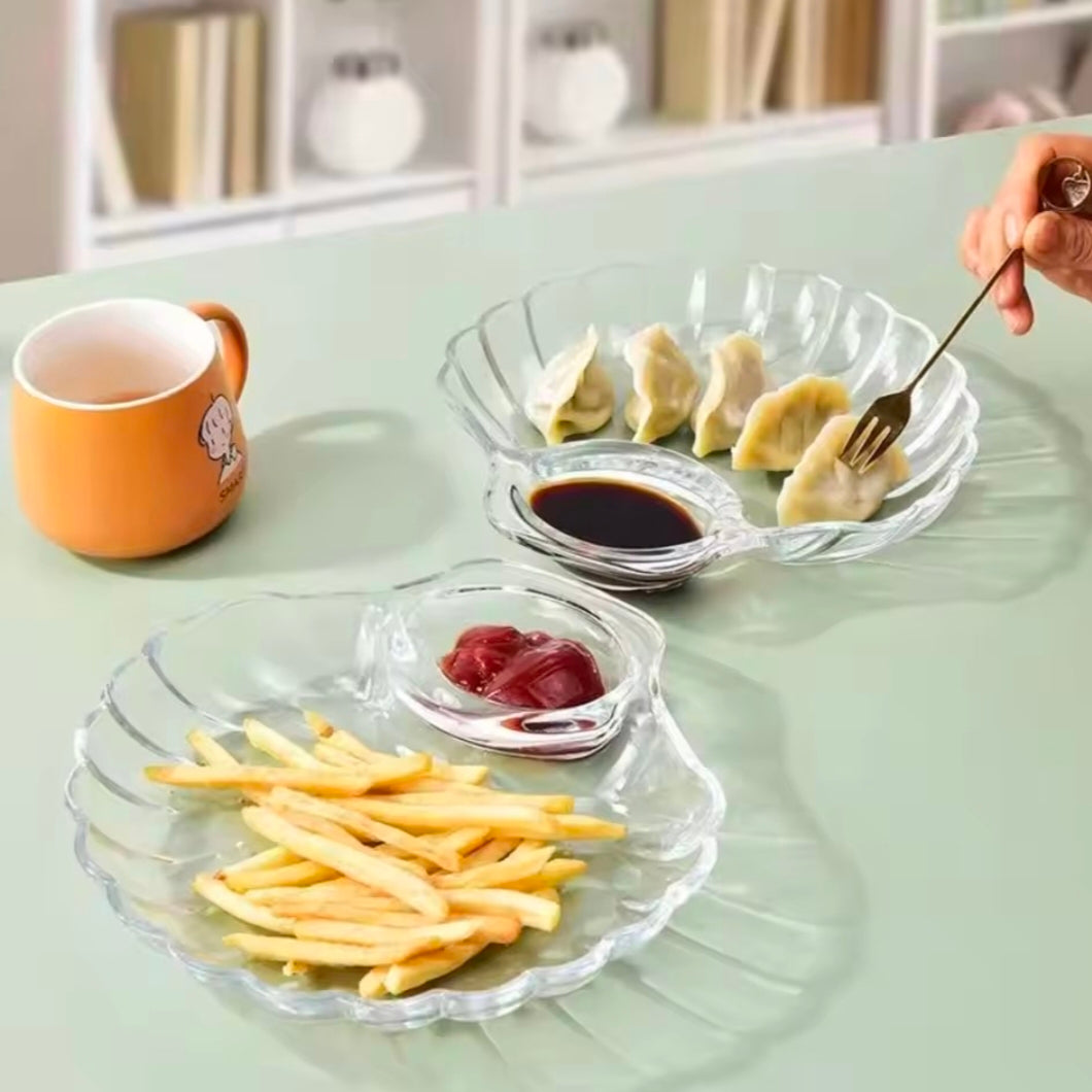 Shell Dish Transparent Dumpling Plate with Vinegar Discs Sushi Breakfast Dried Fruit Snack Shell Spitting Dish Fruit Plate