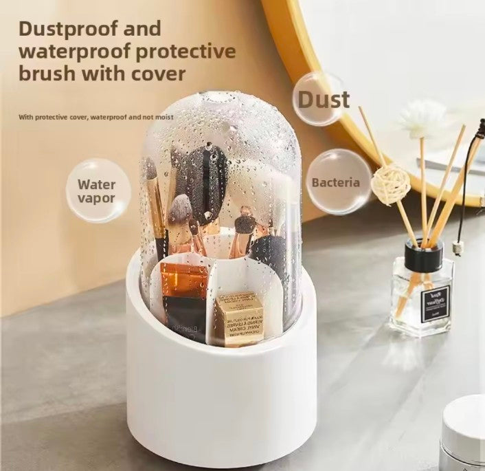 Rotating Makeup Brush Storage Box portable Multifunction Dust Proof Desktop Organizer Lipstick Shadow Cosmetic Holder