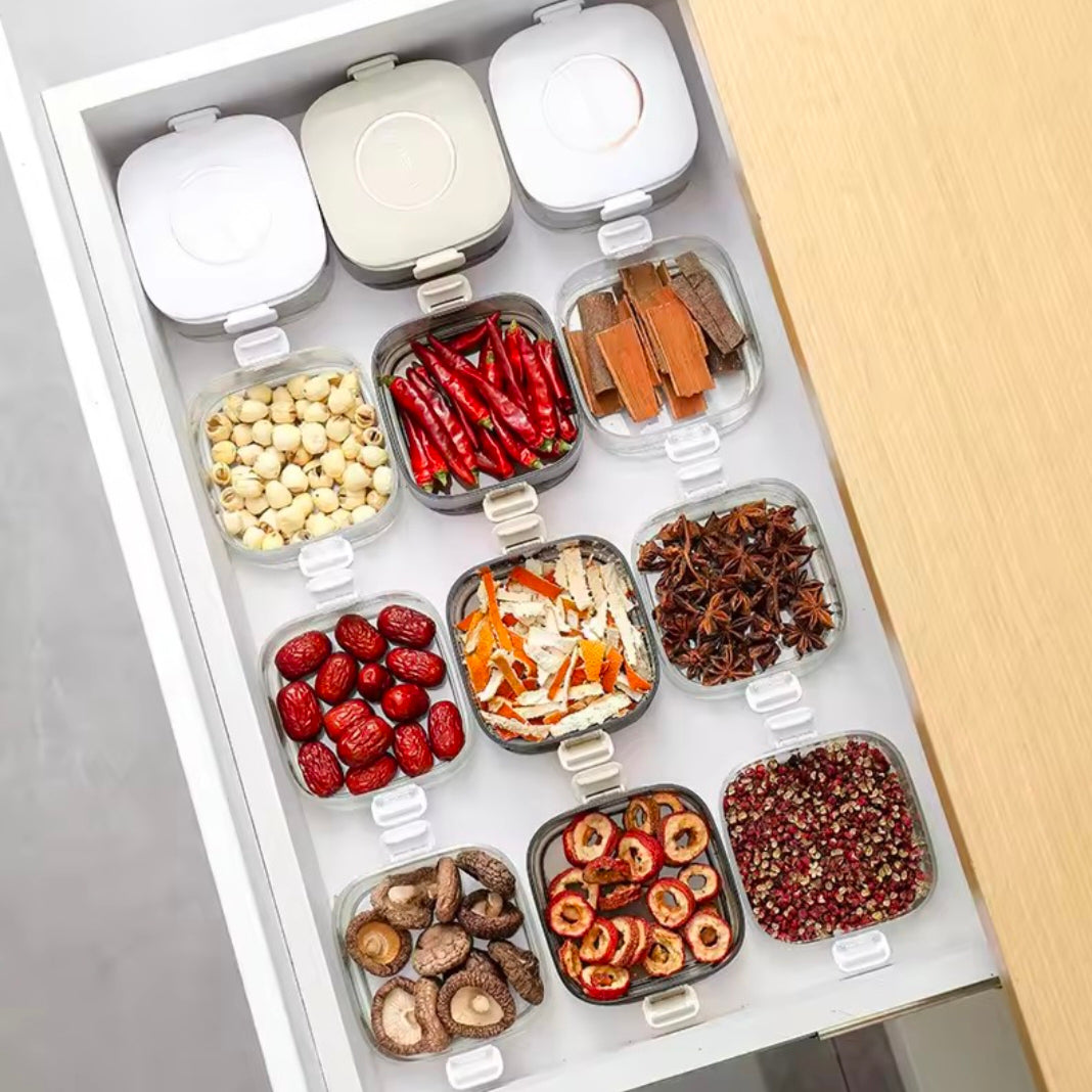 Stackable Airtight Spice Containers with Lid PET Material BPA-Free Storage Jar for Kitchen Removable Seasoning Boxes for Spices
