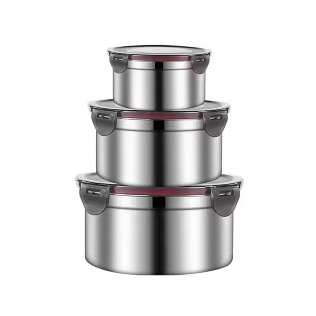 Stainless Steel Sealed Soup Bowl With Lid Circular Lunch Box Portable Camping Storage Box Lunch Box Large Capacity