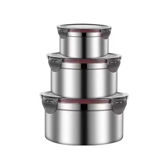 Stainless Steel Sealed Soup Bowl With Lid Circular Lunch Box Portable Camping Storage Box Lunch Box Large Capacity