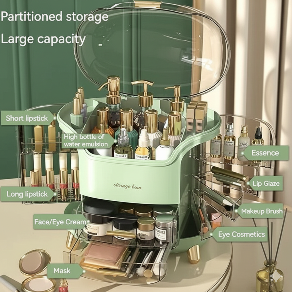 Multi-Functional Makeup Storage Box – Dustproof & Transparent