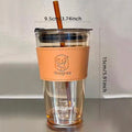 450ML High Beauty Wind Bamboo  Glass Cup Summer Straw Large Capacity Women's Straw Cup