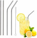 Creative Cocktail Straw Set, Stainless Steel 4 pc set