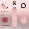 Matte Water Bottle 1000ml Plastic Water Cup With Lid Frosted Drinking Bottle for Glass With Time Market Tea Drinking Kitchen