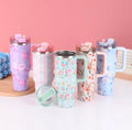 New Large Capacity 40oz Floral Car Vacuum Insulated Stainless Steel 304 Water Bottle Portable Inc king Cup for Vehicle use