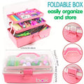 Three-layer multi-purpose storage box, folding tool box/craft box/sewing supplies storage box/medicine box
